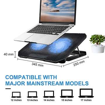 Laptop Cooling pad Laptop Cooler Stand Laptop Fan Cooling pad for 11-15.6 Inch Gaming Notebooks, 2 Turbine Fans,4 Angle Adjustable Laptop Cooling Stand (Black)