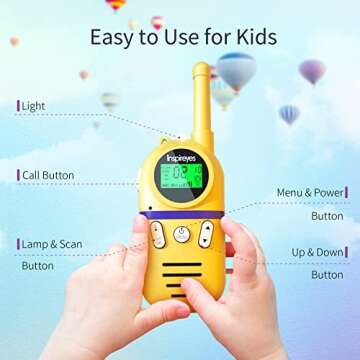 Inspireyes Walkie Talkies for Kids Rechargeable, 48 Hrs Working Time 3 Miles Range 22 Channels 2 Way Radio, Birthday Gifts for Boys Girls,Family Games Outdoor Hiking Camping,3-12 Years Old Toys 4 Pack