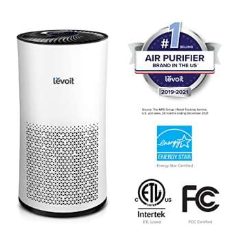 LEVOIT Air Purifiers for Home Large Room With Air Quality Monitor, Quiet Odor Eliminators for Bedroom, 3-in-1 Filter, Auto Mode, Cleaner for Allergies, Pets, Smoke, Mold, Pollen, Dust, LV-H133, White