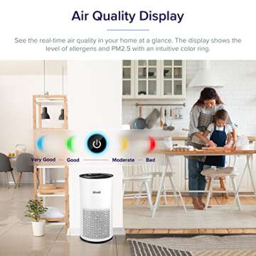 LEVOIT Air Purifiers for Home Large Room With Air Quality Monitor, Quiet Odor Eliminators for Bedroom, 3-in-1 Filter, Auto Mode, Cleaner for Allergies, Pets, Smoke, Mold, Pollen, Dust, LV-H133, White