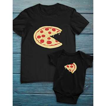 Tstars Pizza Pie & Slice Fathers Day Daddy and Me Outfits Gifts for New Dads Matching Dad Shirt Baby Bodysuit Dad Black Large/Baby Black Newborn (0-3M)