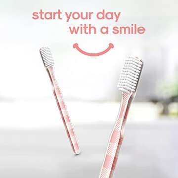 SMYL Toothbrush, Toothbrushes for Adults with Nylon Bristles, Oral Care and Plaque Removal, Fashion Textile Print, Peach