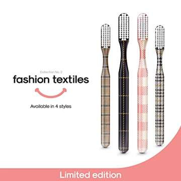 SMYL Toothbrush, Toothbrushes for Adults with Nylon Bristles, Oral Care and Plaque Removal, Fashion Textile Print, Peach