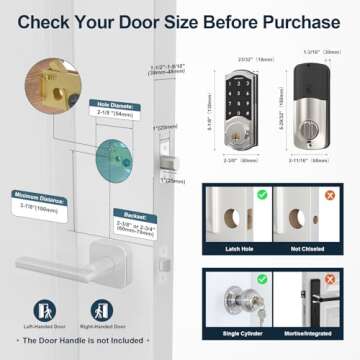 Smart Deadbolt, SMONET Keyless Entry Door Lock for Front Door, Electronic Digital Keypad Smartphone Touch Unlock Bluetooth Remote Auto Lock One-Time Code Easy to Install Support WiFi for Exterior