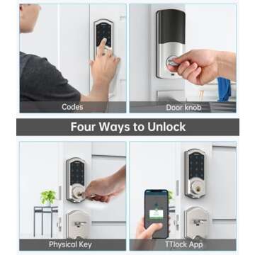 Smart Deadbolt, SMONET Keyless Entry Door Lock for Front Door, Electronic Digital Keypad Smartphone Touch Unlock Bluetooth Remote Auto Lock One-Time Code Easy to Install Support WiFi for Exterior