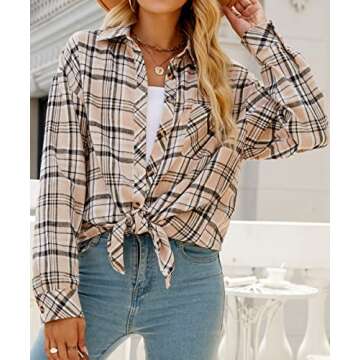 Flannel Shirt for Women - Long Sleeve Plaid Shacket