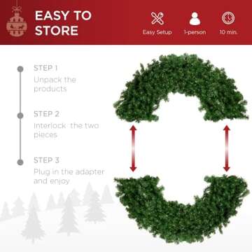 Best Choice Products 48in Large Artificial Pre-Lit Fir Christmas Wreath Holiday Accent Decoration w/ 200 LED Lights, 714 PVC Tips