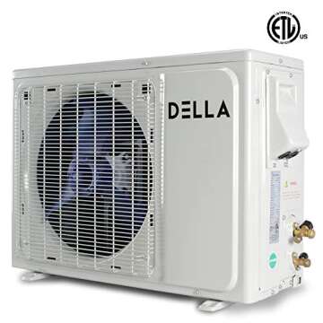 DELLA 12,000 BTU Mini Split Air Conditioner & Heater Ductless Inverter System, 17 SEER 208-230V Energy Efficient Unit W/ 1 Ton Heat Pump, Pre-Charged Condenser, Cools Up to 550 Sq. Ft.