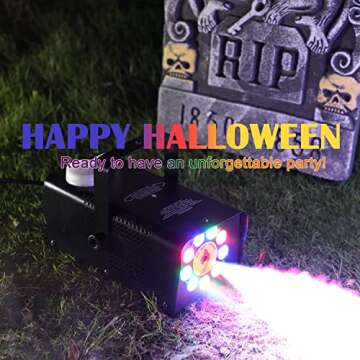 ATDAWN Fog Machine with 9 LED Lights, Wireless Remote Control, Smoke Machine with 12 Colors for Stage Party Effect, Halloween Wedding Special Event