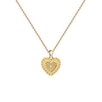 IEFSHINY Birthday Gifts Initial Necklace - 14K Gold Filled Tiny Engraved Letter R Initial Necklaces Dainty Heart Pendant Alphabets Monogram Necklaces Birthday Jewelry Gifts Ideas for Women