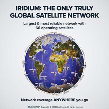 BlueCosmo Iridium 9555 Satellite Phone Bundle - Only Truly Global Satellite Phone - Voice, SMS Text Messaging - Prepaid SIM Card Included - Online Activation - 24/7