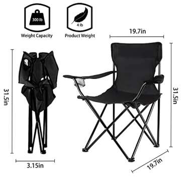 Damei century Foldable Camping Chair - Lightweight, Instant Setup for Beaches, Lawns, Sports, Black