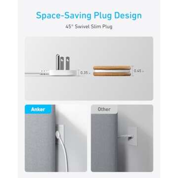 Anker Charging Station, 20W Max 8-in-1 USB-C Power Strip for iPhone 15/14 and MacBook Air/Pro, 5 ft Thin Cord with 4 AC, 2 USB-A, and 2 USB-C Ports, Fast Charging Desktop Charger for Travel, Office