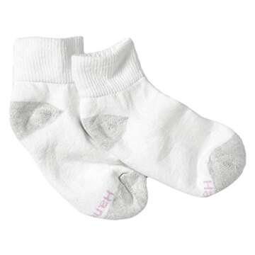 Hanes Womens Value, Ankle Soft Moisture-wicking Socks, Available In 10 And 14-packs Athletic-socks, White - 10 Pack, 8-12 US