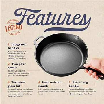 Legend Cookware Cast Iron Skillet Set Large 10” & 12” Frying Pans with Silicone Hot Sleeves for Oven, Induction, Cooking, Pizza, Sautéing & Grilling | Lightly Pre-Seasoned Cookware Gets Better