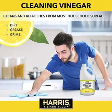 HARRIS Cleaning Vinegar All Purpose Household Multi-Surface Cleaner, 128oz (Lemon) with Easy Pour Funnel Included