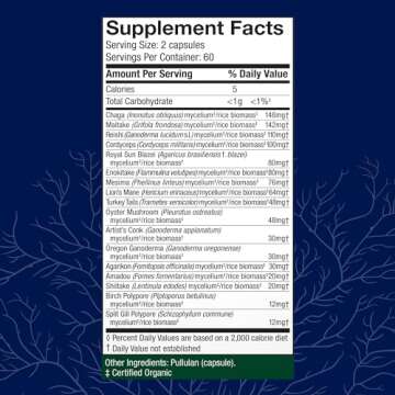 Host Defense MyCommunity Capsules - 17 Species Blend Mushroom Supplement for Immune Support - Herbal Aid with Lion's Mane, Reishi. Chaga, Cordyceps, Turkey Tail & More - 120 Capsules (60 Servings)*