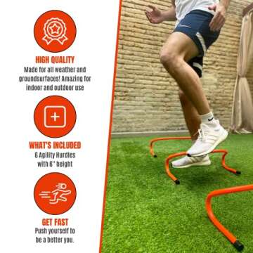 Direct agility Speed Training Hurdles- 6-Pack Agility Training Hurdles- Sports Practice Equipment for Athletes, Soccer, Basketball, Orange