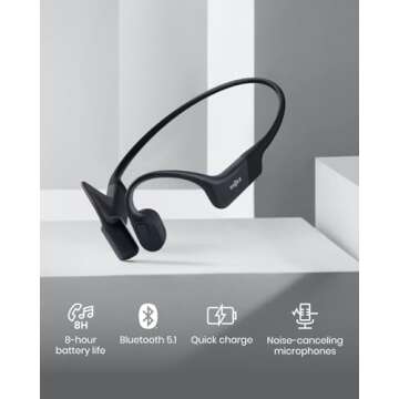 SHOKZ OpenRun Mini (AfterShokz Aeropex Mini) -Bone Conduction Open-Ear Bluetooth Sport Headphones - Waterproof Wireless Earphones for Workouts and Running - Built-in Mic, with Headband