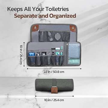 Toiletry Bag for Men, Travel Essentials Travel Toiletry Bag, Water-Resistant Compact Bathroom Roll Organizer for Hygiene, Shaving kit, Valentines Day Gifts for Him (6.Mystery Gray(Polyster))