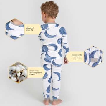 Burt's Bees Baby Baby Boy's PJ Set, Tee and Pant 2-Piece Pajamas, 100% Organic Cotton, Hello Moon, 6 Years