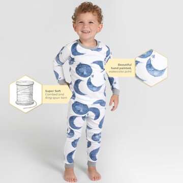 Burt's Bees Baby Baby Boy's PJ Set, Tee and Pant 2-Piece Pajamas, 100% Organic Cotton, Hello Moon, 6 Years