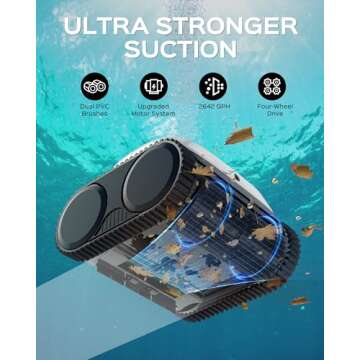 WYBOT C1 Cordless Robotic Pool Cleaners, Powerful Suction, Wall Climb Pool Robot with Intelligent Route Planning, Lasts 150Mins, Ideal for In-Ground Pools Up to 1,614 Sq.ft