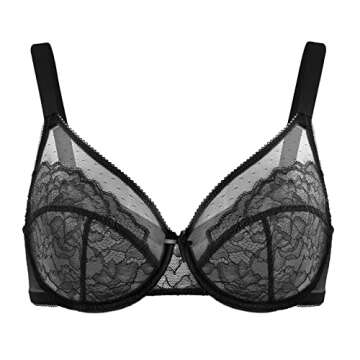 HSIA Minimizer Bras for Women Full Coverage Underwire Bras Plus Size,Lifting Lace Bra for Heavy Breast 34C Black