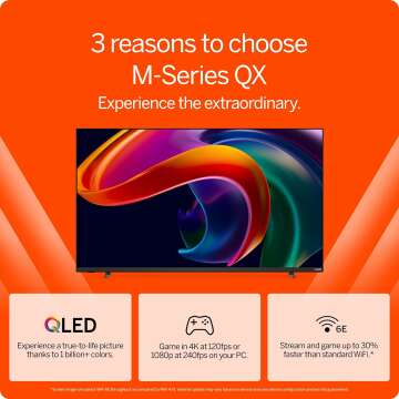 VIZIO 50-inch MQX-Series 4K 120Hz QLED HDR10+ Smart TV with Dolby Vision, Active Full Array, 240Hz @ 1080p PC Gaming, WiFi 6E, Apple AirPlay, Chromecast Built-in, M50QXM-K01, 2023 Model