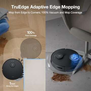 ECOVACS DEEBOT T30S AI Robot Vacuum and Mop, 11000Pa, TruEdge Adaptive Edge Mopping, ZeroTangle Technology, AI Instant Re-mop, Hot Water Mop Washing, Self-Emptying & Refilling, AI Obstacle Avoidance