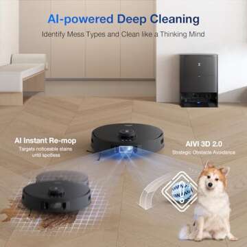 ECOVACS DEEBOT T30S AI Robot Vacuum and Mop, 11000Pa, TruEdge Adaptive Edge Mopping, ZeroTangle Technology, AI Instant Re-mop, Hot Water Mop Washing, Self-Emptying & Refilling, AI Obstacle Avoidance