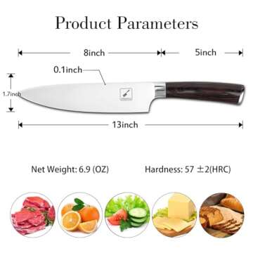 imarku Japanese Chef Knife - Sharp Kitchen Knife 8 Inch Chef's Knives HC Steel Paring Knife, Unique Gifts for Men and Women, Gifts for Mom or Dad, Kitchen Gadgets with Premium Gift Box