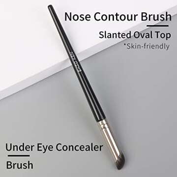 ENZO KEN Small Nose Contour Brush, Angled Concealer Brush Under Eye, Concealer Brush, Angle Concealer Brush, Small Concealer Brushes, Contour Nose Brush, Concealer Angled Brush - Black, 8M01