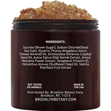 Brooklyn Botany Brown Sugar Body Scrub - Moisturizing and Exfoliating Body, Face, Hand, Foot Scrub - Fights Acne, Fine Lines & Wrinkles, Great Gifts For Women & Men - 10 oz