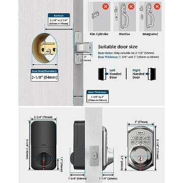 TEEHO TE001 Keyless Entry Door Lock with Keypad - Smart Deadbolt Lock for Front Door with 2 Keys - Auto Lock - Easy Installation - Satin Nickel