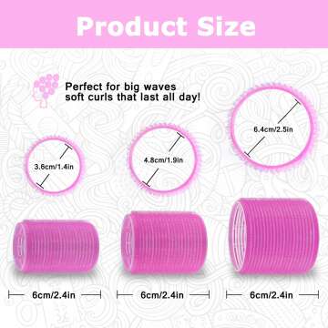 Self grip hair roller set,18 pcs,Hair rollers with hair roller clips and comb,Salon hairdressing curlers,DIY Hair Styles, Sungenol 3 Sizes Rose red Hair Rollers in 1 set