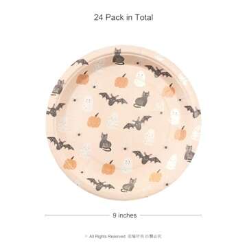 Cheerland Halloween Party Plates Disposable Paper Plates Decorations For Halloween Birthday Celebration Party Supplies - Pack of 24