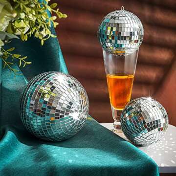 CHENGU 4 Pack Large Disco Ball Silver Hanging Reflective Mirror Ball Ornament for Party Holiday Wedding Dance and Music Festivals Decor Club Stage Props DJ Decoration (6 Inch, 4 Inch)