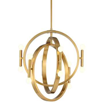 Possini Euro Design Aura Warm Gold Hanging Chandelier Lighting 25 1/4" Wide Modern Sphere 12-Light Fixture for Dining Room House Home Foyer Kitchen Entryway Bedroom Living High Ceilings