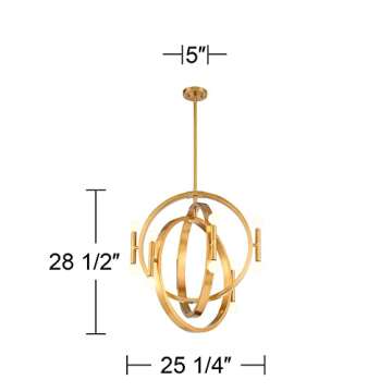 Possini Euro Design Aura Warm Gold Hanging Chandelier Lighting 25 1/4" Wide Modern Sphere 12-Light Fixture for Dining Room House Home Foyer Kitchen Entryway Bedroom Living High Ceilings