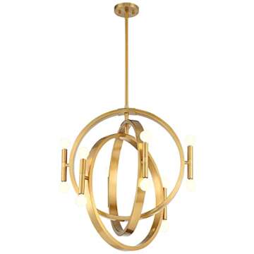 Possini Euro Design Aura Warm Gold Hanging Chandelier Lighting 25 1/4" Wide Modern Sphere 12-Light Fixture for Dining Room House Home Foyer Kitchen Entryway Bedroom Living High Ceilings