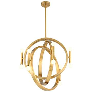 Possini Euro Design Aura Warm Gold Hanging Chandelier Lighting 25 1/4" Wide Modern Sphere 12-Light Fixture for Dining Room House Home Foyer Kitchen Entryway Bedroom Living High Ceilings