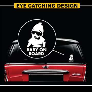 TOTOMO Baby on Board Sticker for Cars Funny Cute Safety Caution Decal Sign for Car Window and Bumper No Need for Magnet or Suction Cup - Carlos from The Hangover (2 Pack)