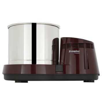 Premier Compact Table Top Wet Grinder with Atta Kneader and Coconut Scrapper 110volts 2 Ltrs red color