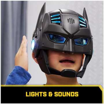 DC Comics, Armor-Up Batman Mask with Visor, 15+ Sounds & Phrases, Lights, Super Hero Costume, Kids Roleplay for Boys and Girls Ages 4+