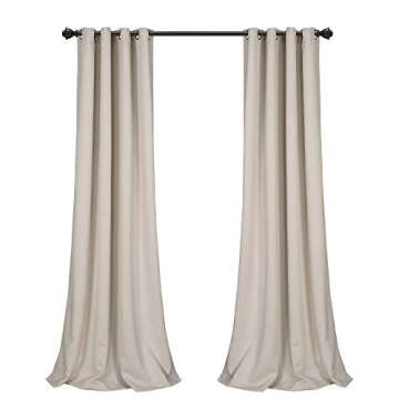 Lush Decor Insulated Grommet Blackout Window Curtain Panels, Pair, 52" W x 84" L, Wheat - Classic Modern Design - Chic Window Decor - Long Curtains For Living Room, Bedroom, Or Dining Room