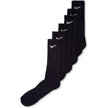 Nike Everyday Plus Cotton Cushioned Crew Socks (6 Pair) (Black, Large)