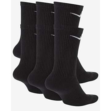 Nike Everyday Plus Cotton Cushioned Crew Socks (6 Pair) (Black, Large)