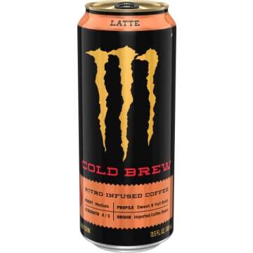 Monster Energy Java Nitro Cold Brew Latte, Coffee + Energy Drink, 13.5 Ounce (pack of 12)