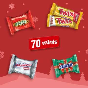 Holiday Chocolate Assortment: SNICKERS, TWIX, MILKY WAY & More - 70 Count